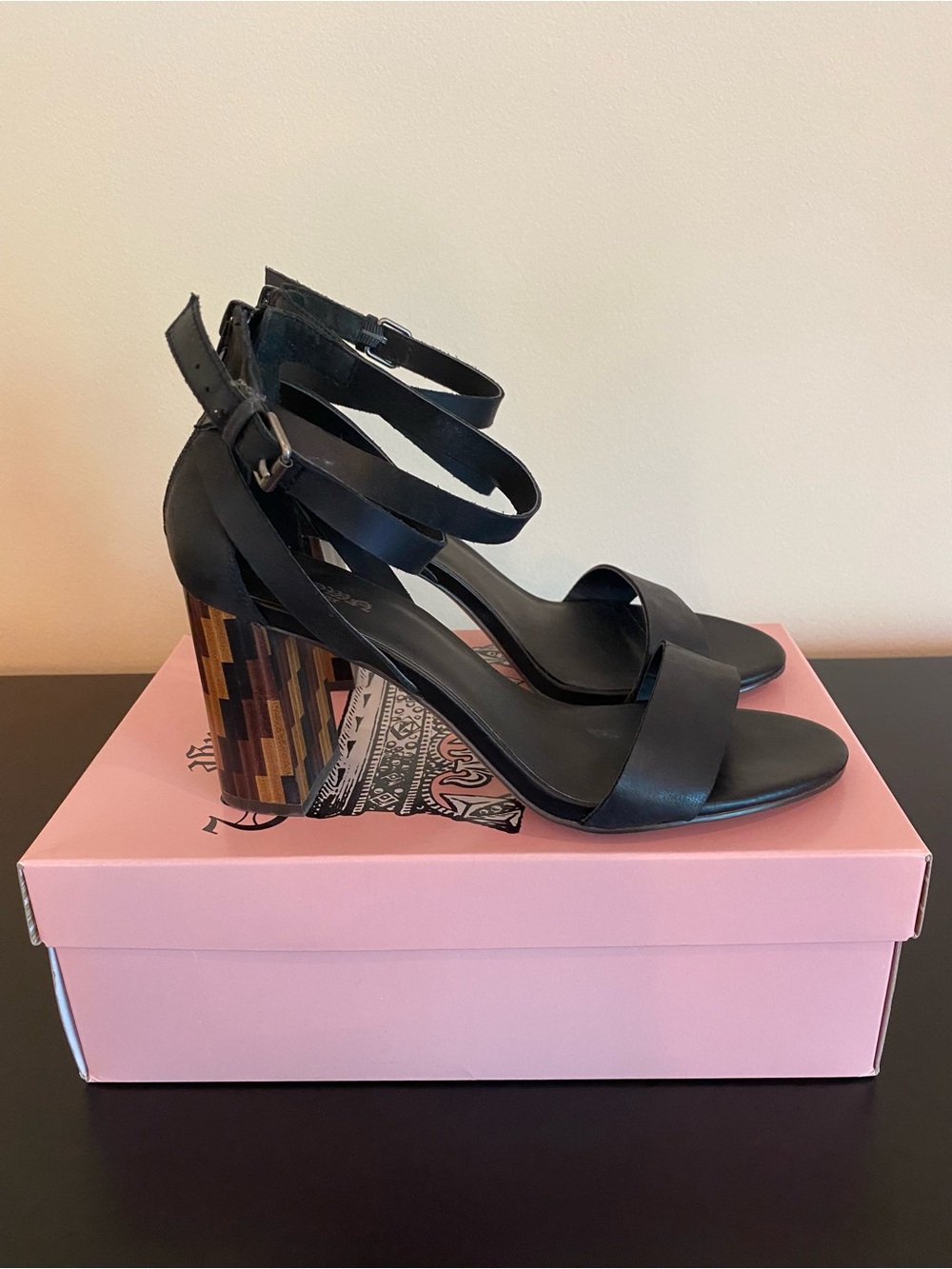 Crown Vintage Black Ankle-Strap Heels
